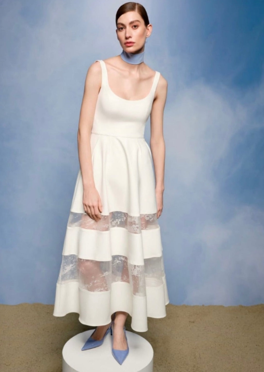 Sarah Midi White Dress